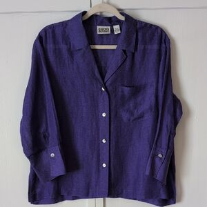 Chico's Rich Purple Linen Silk-Blend Top Size 1